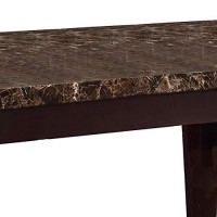 Benjara Rectangular Faux Marble Top Dining Table, Brown