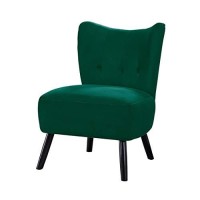 Benjara Upholstered Armless Accent Chair With Flared Back And Button Tufting, Green