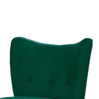Benjara Upholstered Armless Accent Chair With Flared Back And Button Tufting, Green