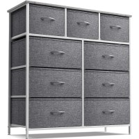 Sorbus Dresser With 9 Drawers - Furniture Storage Chest Tower Unit For Bedroom, Hallway, Closet, Office Organization - Steel Frame, Wood Top, Easy Pull Fabric Bins (Grey)