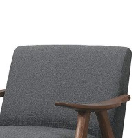 Benjara Fabric Upholstered Accent Chair With Curved Armrests, Gray