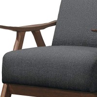 Benjara Fabric Upholstered Accent Chair With Curved Armrests, Gray