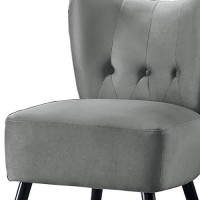 Benjara Upholstered Armless Accent Chair With Flared Back And Button Tufting, Gray