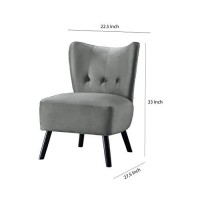 Benjara Upholstered Armless Accent Chair With Flared Back And Button Tufting, Gray