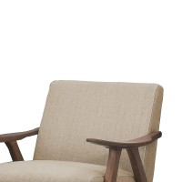 Benjara Fabric Upholstered Accent Chair With Curved Armrests, Brown