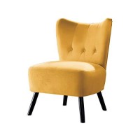 Benjara Upholstered Armless Accent Chair With Flared Back And Button Tufting, Yellow