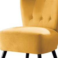 Benjara Upholstered Armless Accent Chair With Flared Back And Button Tufting, Yellow