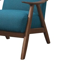 Benjara Fabric Upholstered Accent Chair With Curved Armrests, Blue