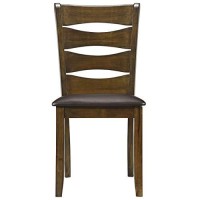 Benjara Transitional Ladder Back Side Chair With Leatherette Seat, Set Of 2, Brown