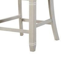 Benjara Wooden Counter Height Chair With Slatted Back, Set Of 2, White