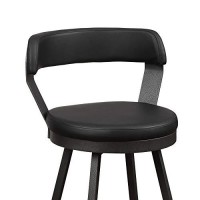 Benjara Leatherette Pub Chair With Curved Design Open Backrest, Set Of 2, Gray