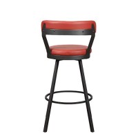 Benjara Leatherette Pub Chair With Curved Design Open Backrest, Set Of 2, Red