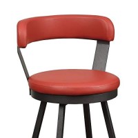 Benjara Leatherette Pub Chair With Curved Design Open Backrest, Set Of 2, Red