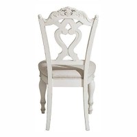 Benjara Victorian Style Writing Desk Chair With Engraved Backrest, White