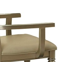 Benjara Wooden Arm Chair With Crystal Tufted Leatherette Backrest, Gold