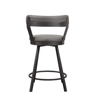 Benjara Leatherette Counter Height Chair With Metal Slanted Legs, Set Of 2, Gray