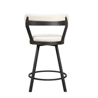 Benjara Leatherette Counter Height Chair With Metal Slanted Legs, Set Of 2, White