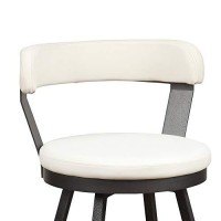 Benjara Leatherette Counter Height Chair With Metal Slanted Legs, Set Of 2, White