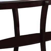 Benjara Oval Top Wooden Sofa Table With Glass Insert And Open Shelf, Brown