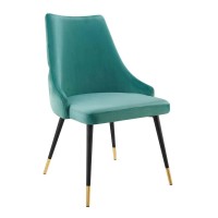 Modway Adorn Tufted Performance Velvet Dining Side Chair, Teal 25D X 22W X 34H Inch