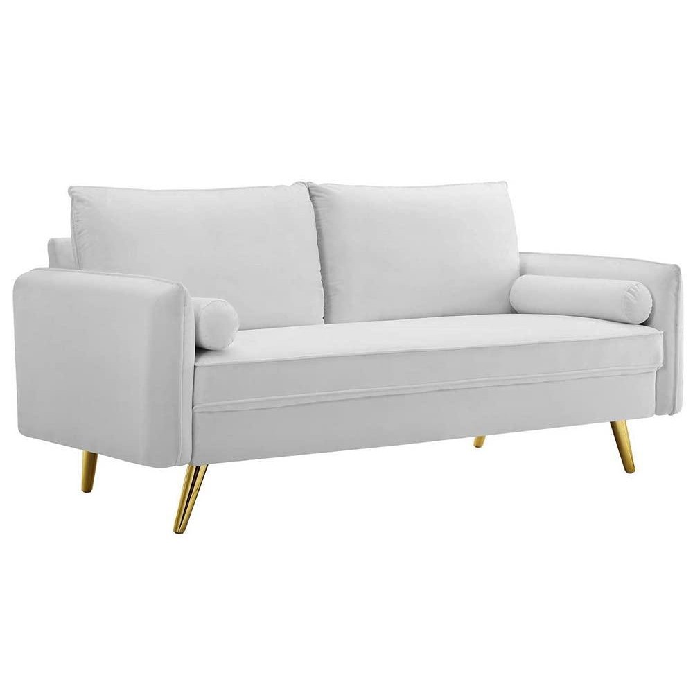 Modway Revive Performance Velvet Sofa, White , 325 X 72 X 335