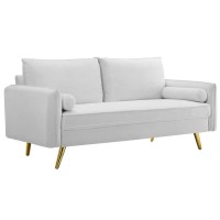 Modway Revive Performance Velvet Sofa, White , 325 X 72 X 335