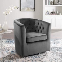 Modway Prospect Tufted Performance Velvet Swivel Armchair, Charcoal 28D X 30W X 30H In