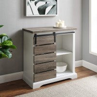 Home Accent Furnishings 32 Rustic Farmhouse Tv Stand - Solid Whitegrey Wash