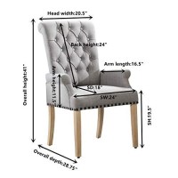 Upholstered Fabric Accent Dining Chair,Adochr Elegant Tufted Club Dining Room Kitchen Room Arm Dining Chair(Light Grey)