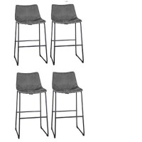 Amerihome Traditional Classic Faux Leather Bar Chair Set - Gray 2 Piece Per Set (Set Of 2)