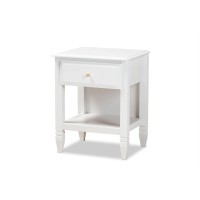 Baxton Studio Naomi Classic And Transitional White Finished Wood 1-Drawer Bedroom Nightstand