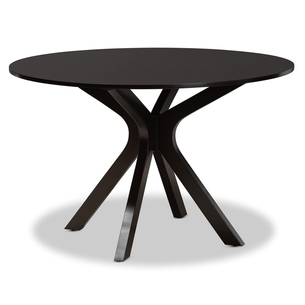 Baxton Studio Kenji Modern And Contemporary Dark Brown Finished 48-Inch-Wide Round Wood Dining Table