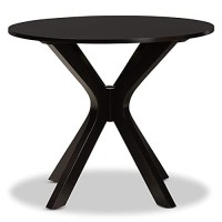 Baxton Studio Kenji Modern And Contemporary Dark Brown Finished 48-Inch-Wide Round Wood Dining Table