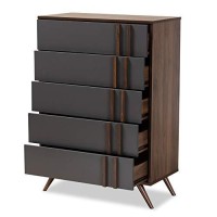 Baxton Studio Naoki Modern And Contemporary Two-Tone Grey And Walnut Finished Wood 2-Door Tv Stand