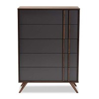 Baxton Studio Naoki Modern And Contemporary Two-Tone Grey And Walnut Finished Wood 2-Door Tv Stand