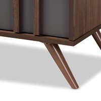 Baxton Studio Naoki Modern And Contemporary Two-Tone Grey And Walnut Finished Wood 2-Door Tv Stand