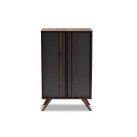 Baxton Studio Naoki Modern And Contemporary Two-Tone Grey And Walnut Finished Wood 2-Door Shoe Cabinet