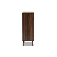 Baxton Studio Naoki Modern And Contemporary Two-Tone Grey And Walnut Finished Wood 2-Door Shoe Cabinet