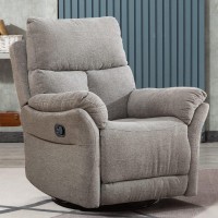 Anj Swivel Rocker Fabric Recliner Chair - Reclining Chair Manual, Single Modern Sofa Home Theater Seating For Living Room (Silver)