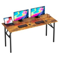 Dlandhome Folding Table Computer Desk Workstation Table Conference Table Home Office Desk, Fully Assembled (62 Inches, Retro)