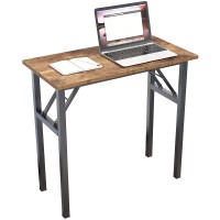 Dlandhome 31.5 Inches Small Folding Computer Desk For Home Office Folding Table Writing Table For Small Spaces Study Table Laptop Desk No Assembly Required Black (Retro)
