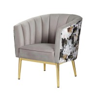 Acme Colla Velvet Upholstered Accent Chair In Gray And Gold