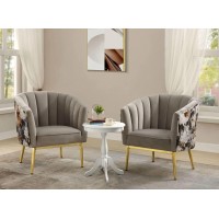 Acme Colla Velvet Upholstered Accent Chair In Gray And Gold