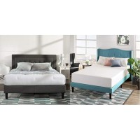 Zinus Dachelle Upholstered Tufted Premium Platform Bed, Full, Dark Grey Green Tea 12-Inch Memory Foam Mattress, Full
