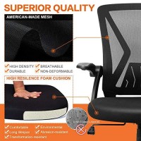 Qoroos Mesh Office Chair Ergonomic Mid Back Swivel Black Mesh Desk Chair Flip Up Arms With Lumbar Support Computer Chair Adjustable Height Task Chairs