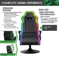 X Rocker Rgb Prism Pedestal 2.1 Dual Gaming Chair With Led Lights, 33 X 25 X 45, Black