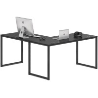 Shw Home Office 55X60 Large L Shaped Corner Desk, Black