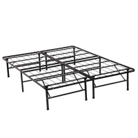 Bed Frame Queen Metal Platform Bed Frame 14 Inch High Mattress Foundation Queen Size Box Spring Replacement Heavy Duty Steel Slat Profile Smart Base Noise-Free Easy Assembly Under-Bed Storage,Black