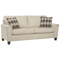 Signature Design By Ashley Abinger Chenille Contemporary Queen Sofa Sleeper With 2 Accent Pillows, Dark Gray