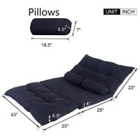 Harper & Bright Designs Floor Sofa Bed Sleeper Sofa Couch Futon Sofa Bed Couches 5-Position Sofa Lazy Sofa With Two Pillows (Black)